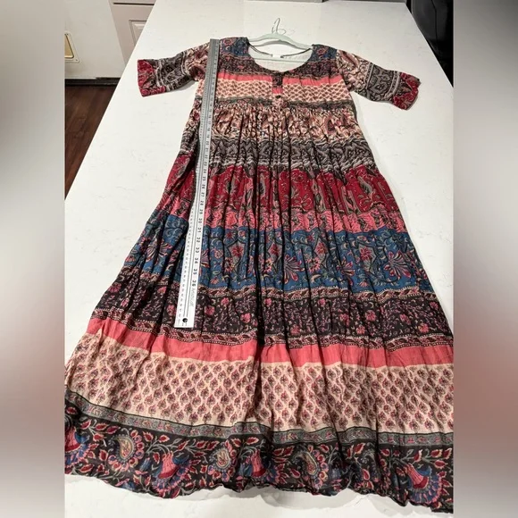 Melrose Boho Patchwork Bohemian Midi Dress - Picture 7 of 8